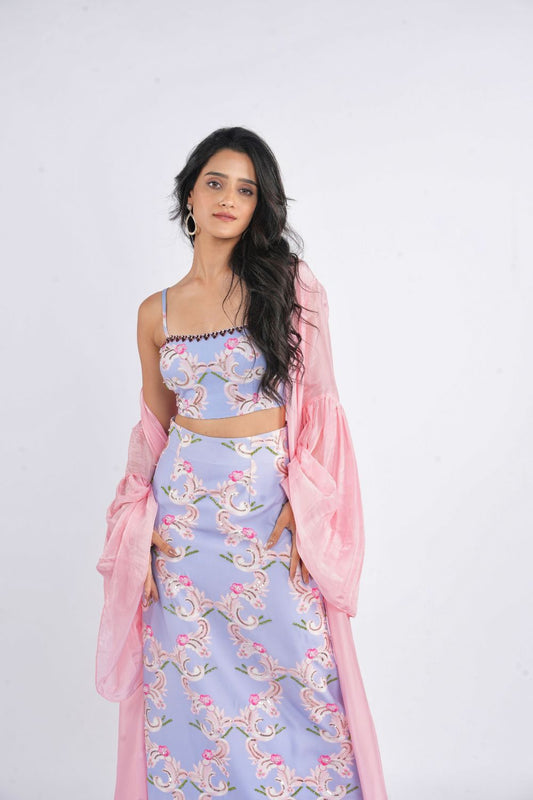 Icy queen Coord Set with Peach Shrug