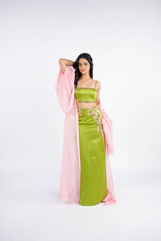 The lime set with peach shrug