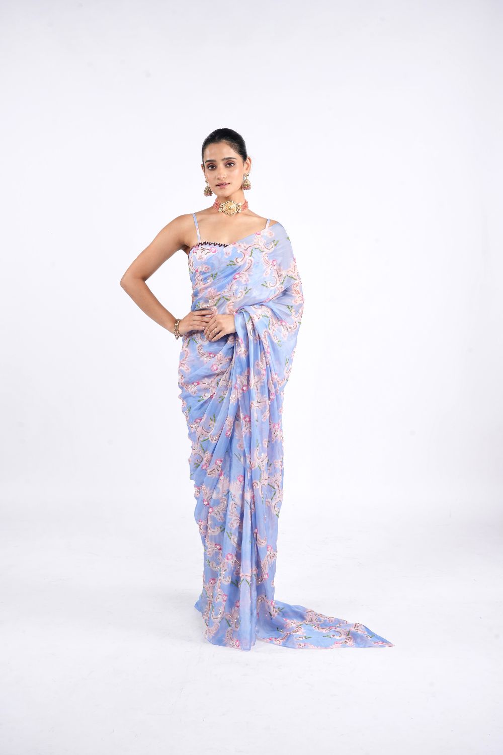 Albeli Luxe Sweet Wrap Saree Paired With Icy Queen Blouse – Premium Party and Wedding Wear