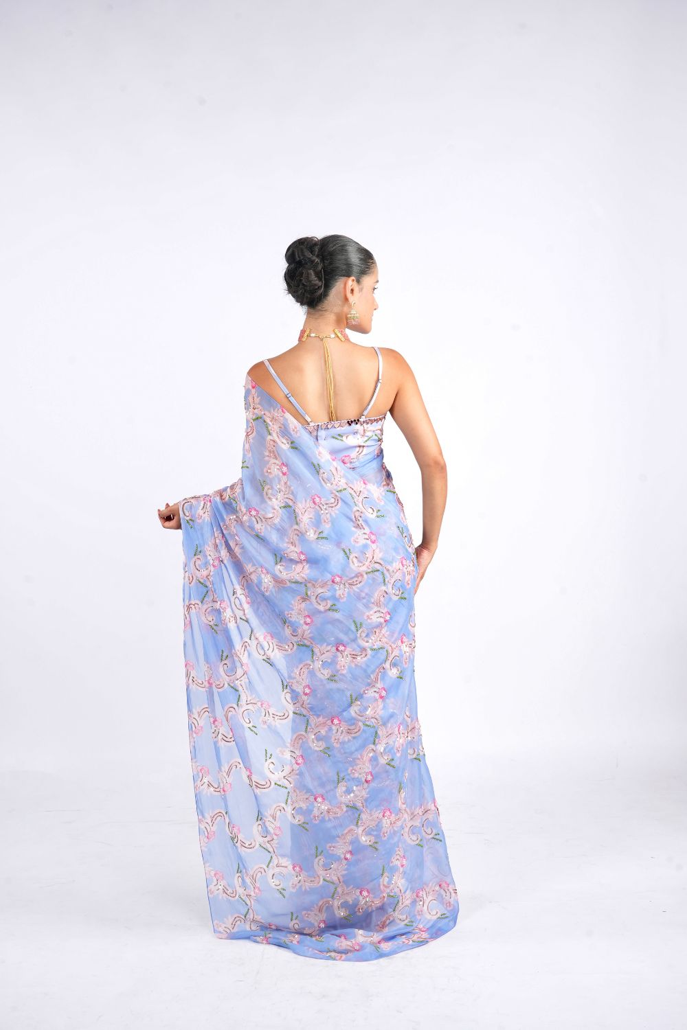 Designer Sweet Wrap Saree Paired With Icy Queen Blouse Set – Elegant Festive Collection from Albeli Luxe