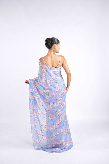 Designer Sweet Wrap Saree Paired With Icy Queen Blouse Set – Elegant Festive Collection from Albeli Luxe